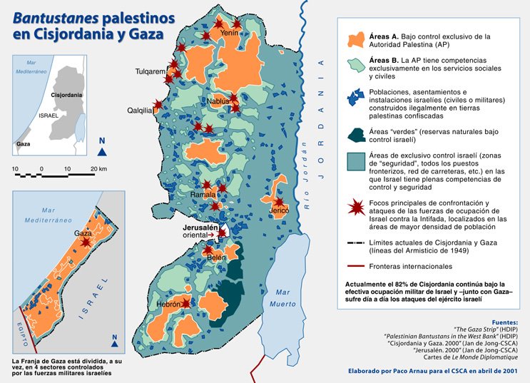 Bantustanes palestinos en Gaza y Cisjordania