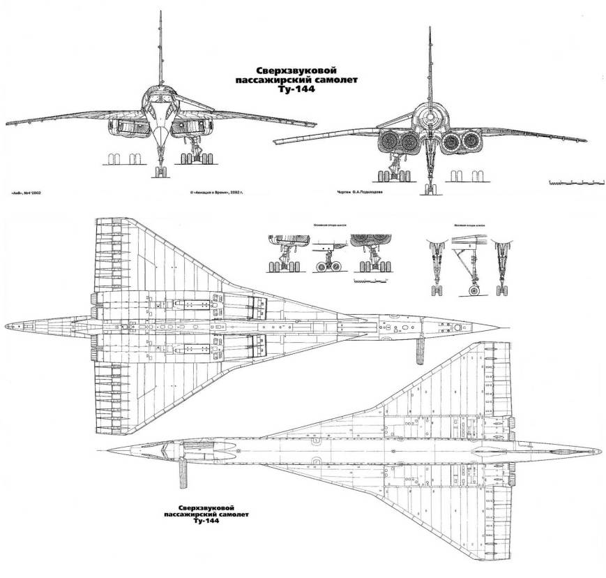 Planos del Tu-144. Clic en la imagen para ampliar